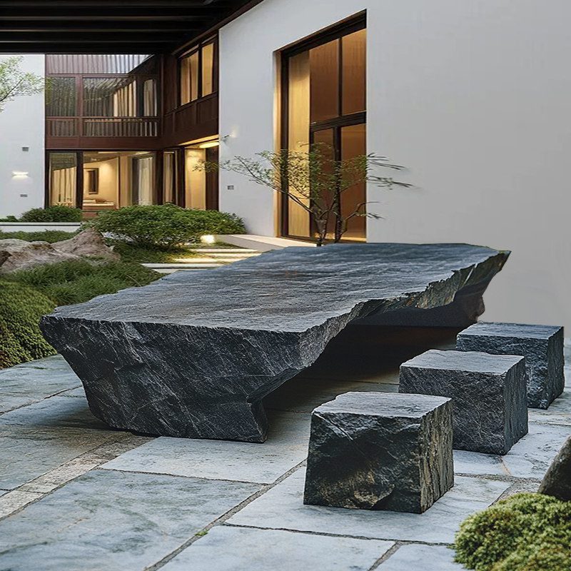 The Art of Nature: Black Mountain Stone Dining Set - Image 3