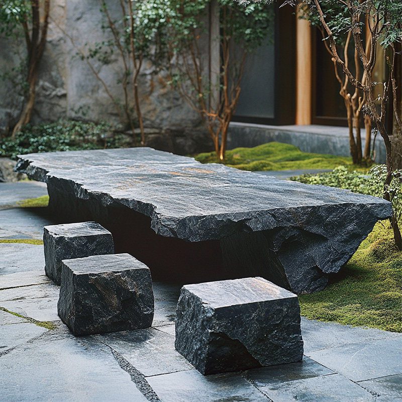 The Art of Nature: Black Mountain Stone Dining Set - Image 4