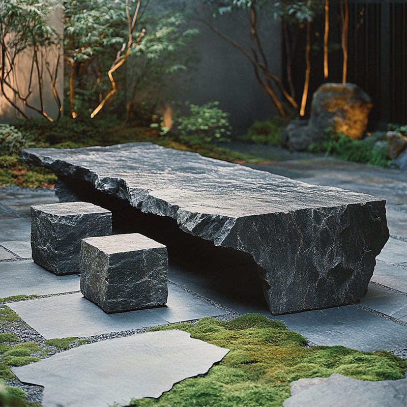 The Art of Nature: Black Mountain Stone Dining Set - Image 2